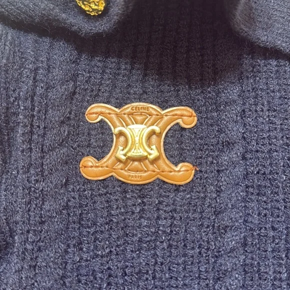 Celine Navy and White Buttoned Sailor Knit Top - Picture 4 of 4